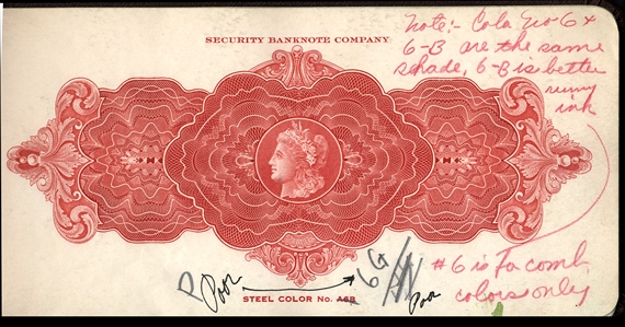 United States - American Banknote Co. Proofs 1920 Security Banknote Co. unexploded booklet with 36 different Steel Colors engravings, both lithographed and engraved, some corrected by hand...