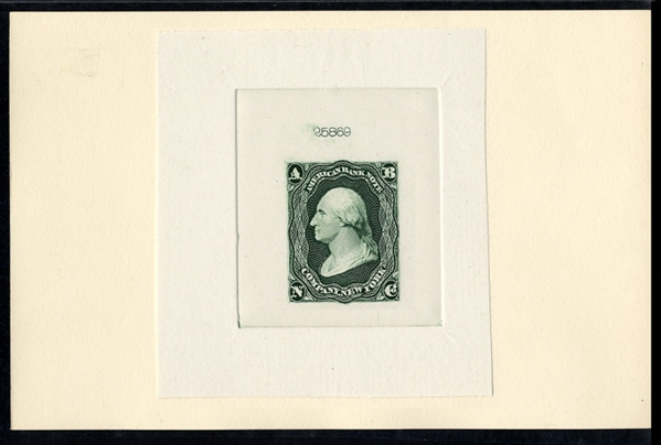 United States - American Banknote Co. Proofs 1935 American Banknote Co., large die essay in green, die sunk on card, v.f.