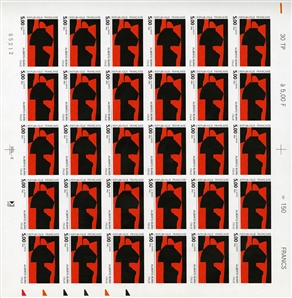 FRANCE (2314-17var) 1992 Contemporary Art, Paintings, set of four imperforate sheets of 30, n.h., v.f. (YT 2779-82) €6,900