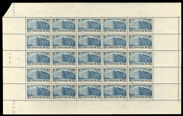 FRANCE  Semi-Postals  (B83) 1939 PTT, sheet of 25, n.h., v.f. (YT 424) €1,250