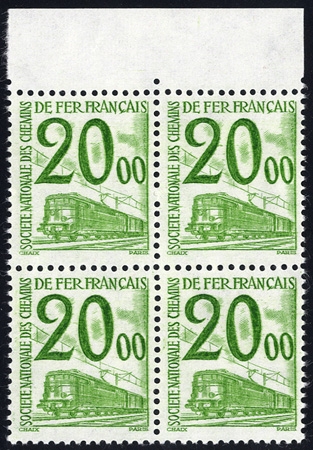 FRANCE  Parcel Post (Q255-271) 1960 Issue, 5c-20fr complete set of 17, blocks of four, n.h., v.f. (YT 31-47, Euro 2,000) cat. $1,188