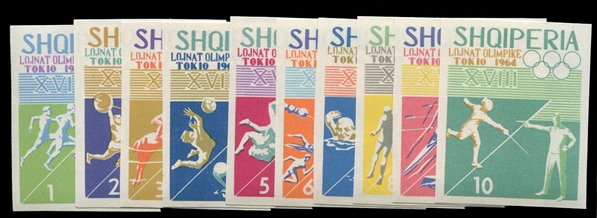 Albania  754-763 17.5 1964 Olympics, imperf. set, never hinged