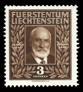 Liechtenstein  165 11 1940 3fr brown, never hinged