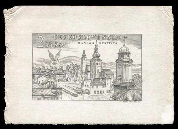 Czechoslovakia  C42P  1955 Banska Bystria, die proof in sepia