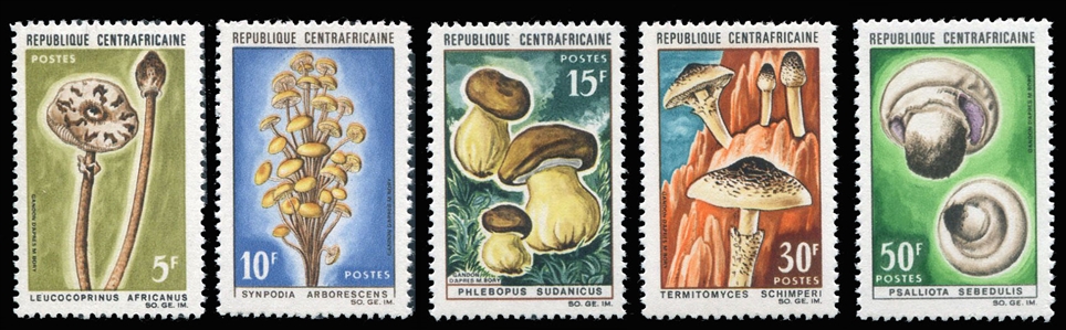 Central African Republic  81-85 150.5 1967 Mushrooms, set of five, hinged