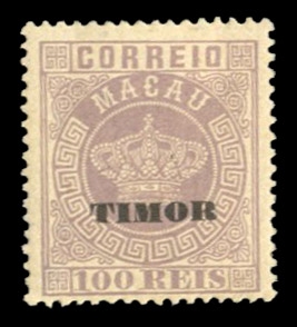 Portuguese Colonies Timor 8b 12.5 1885 100r lilac, perf. 13 1/2, hinged