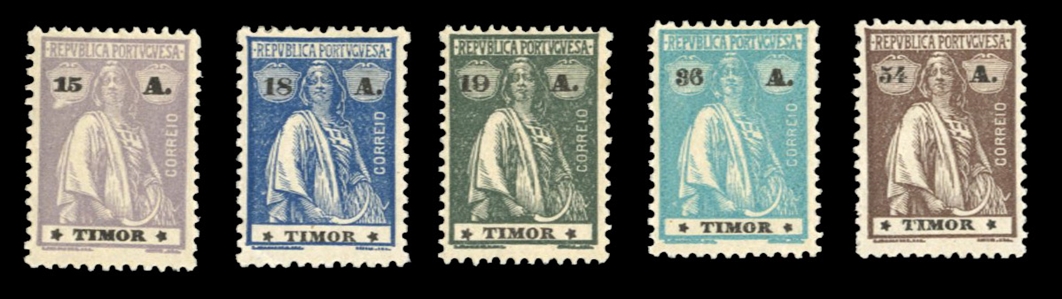 Portuguese Colonies Timor 182A-E 52 1922-26 15a-54a, five different, hinged