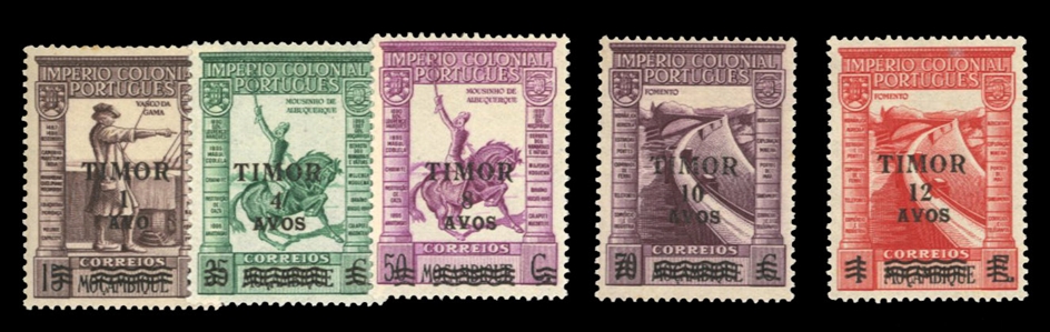Portuguese Colonies Timor 240-244 45 1946 Surcharges, five different, lightly hinged