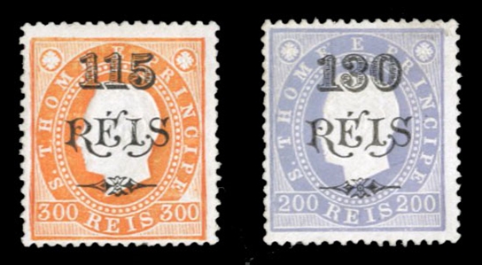 Portuguese Colonies St. Thomas and Prince Islands 69-70 13 1902 115r and 130r surcharges, hinged