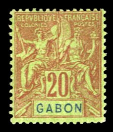 French Colonies Gabon 22 15 1904 20c red, hinged