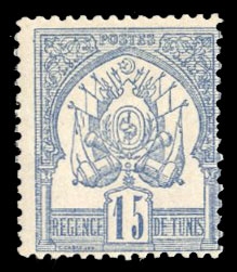French Colonies Tunisia 4 55 1888 15c blue, hinged