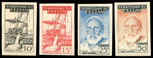 Fezzan Fezzan   1951 10fr-50fr, four imperf. values, lightly hinged