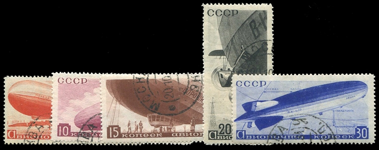 Russia Air Post C53-57  1934 Airships, set of five, used