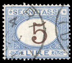 Italy Postage Dues J17 35 1874 5L blue and brown, used