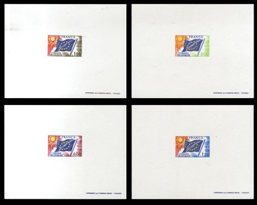 France Officials 1O16-1O19 (YT 46-49) â‚¬250 1975 Council of Europe, set of four epreuves deluxe