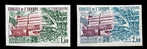 France Officials 1O30, 1O34 (YT 73-74) â‚¬61 1982 Council Headquarters, imperf. set of two, never hinged