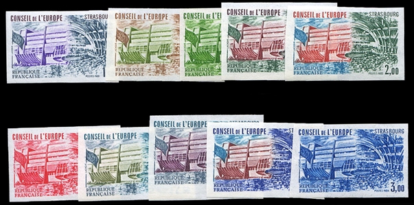 France Officials 1O27-1O36 (YT 65-7,73-4,77-8,82-4) â‚¬291 1981-84 Council Of Europe, imperf. set of ten, never hinged