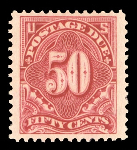 Postage Dues (J50) 1912 50c deep claret, n.h., post office fresh, wide margins on three sides, attractive example of this scarce stamp, with 2004 PSE certificate, graded XF 90 (SMQ $4,250)..