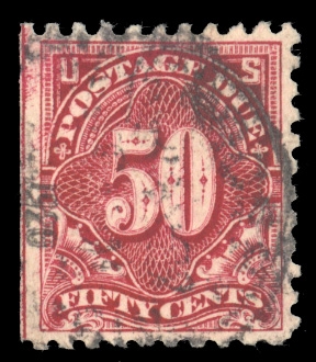 Postage Dues (J58) 1914 50c carmine lake, used, natural straight edge at left, fine, with 2024 Crowe certificate, cat. value $1,700