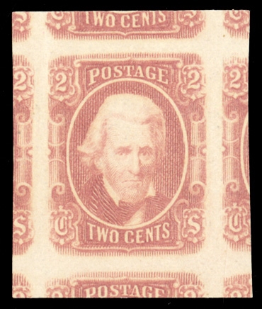 CONFEDERATE STATES OF AMERICA (8) 1863 2c brown red, n.h., with parts of adjoining stamps on all sides, with 2013 PSE certificate graded "Gem 100J" (SMQ $650) 