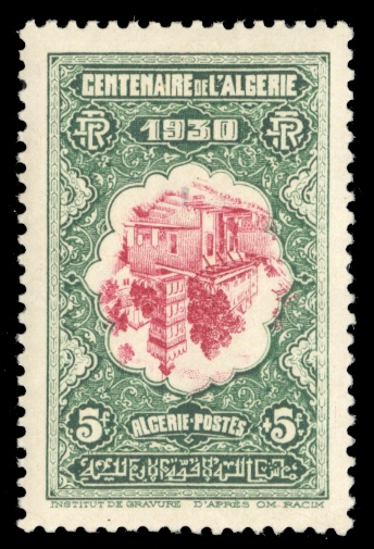 ALGERIA Semi-Postals (B26a) 1930 5fr+5fr green and carmine, center inverted, l.h., well centered, v.f., signed Brun, cat. value $750