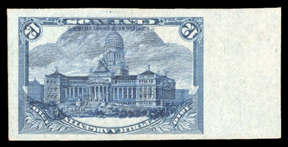 ARGENTINA (167aP) 1910 12p Congress Building, center inverted, plate proof on card, sheet margin single, v.f.