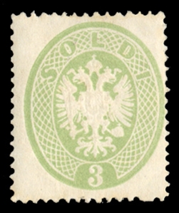 AUSTRIA Lombardy Venetia (16) 1863 3s green, small h.r., bright color, fine, with 2023 Avi certificate (Sass. 37) €11,000