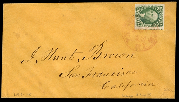 1851-57 Issue (13) 1851 10c green, Type I, large margins all around, with part of adjoining stamp at right, tied by faint Providence, R.I. cds
