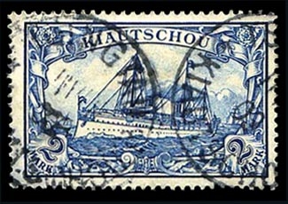 German Colonies Kiauchau 20 (Mi. 15) â‚¬130 1901 2m blue, Tsingtau cancels, signed Bothe