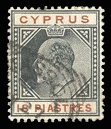British Commonwealth Cyprus 46 175 1903 18pi black and brown, used