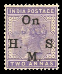 British Commonwealth India O36 27.5 1900 2a violet, lightly hinged
