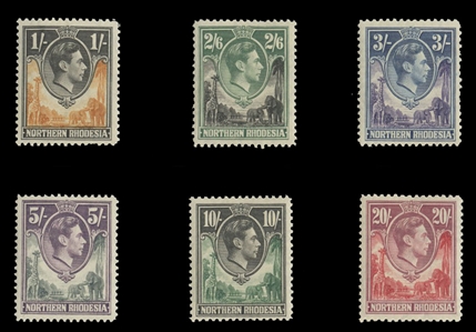 British Commonwealth Northern Rhodesia 40-45 92.5 1938 George VI, five high values, lightly hinged
