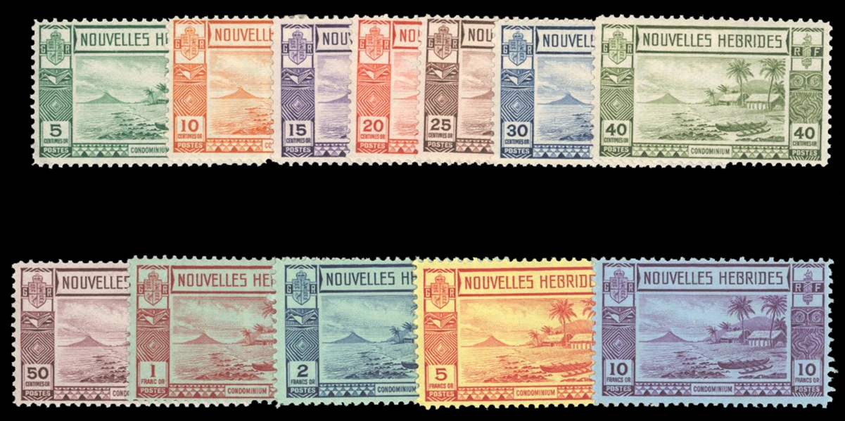 British Commonwealth New Hebrides 50-61 212 1938 Beach Scene, complete set, hinged