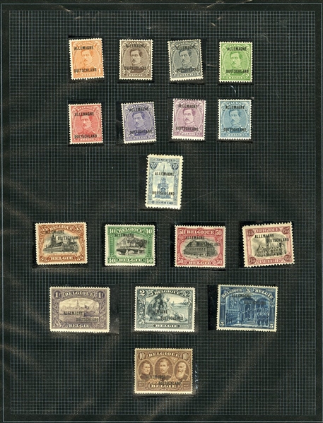 BELGIUM Belgian Occupation of Germany (1N1/58) 1919-21 interesting collection on album leaves with 1919-21 overprints, various sets, with Eupen and Malmedy issues, varieties, Postage Dues,