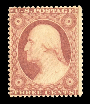 1857-61 Issue (26A) 1857 3c dull red, type IV, n.h., well centered for this difficult issue, margins clear design on all sides