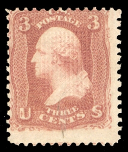 1867 Grill Issue (88) 1867 3c rose, E.Grill, never hinged, usual centering, fine and seldom seen in n.h. condition, with 2024 Crowe certificate (catalog value for hinged) cat. value $1,050