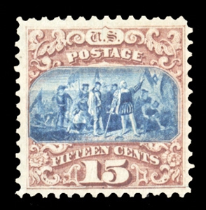 869 Pictorials (118) 1869 15c brown & blue, type I, h.r., fresh colors, well centered, v.f., with 1980 and 1999 PFCs, cat. value $9,000