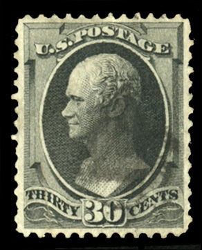 1870-71 Issue (143) 1870 30c black, used, fairly well centered, with small tear and creases, fine appearance, with 1997 PFC, cat. value $3,750
