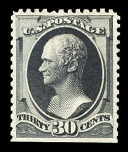 1875 Special Printing (176) 1875 30c greenish black, unused without gum as issued, fully intact perforations on three sides (scissors separated as always), nicely centered, fresh color
