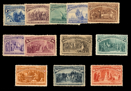 1893 Columbian Exposition (230-241) 1893 1c-$1 unused without gum, twelve different, mostly fine or better 