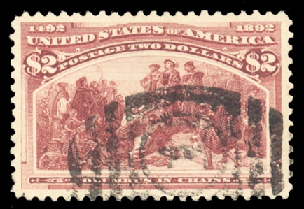 1893 Columbian Exposition (242) 1893 $2 brown red, used, well centered with wide margins, with 2022 PFC graded XF-S 95 (SMQ $3,500) 