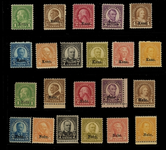 1917-29 Issues (658-679) 1929 Kansas-Nebraska overprints, complete sets, few low values l.h., others n.h., fine-v.f. 