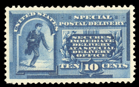 Special Delivery (E1) 1885 10c blue, small h.r., well centered, fresh color, with 2024 PSE certificate graded XF 90 (SMQ $750)