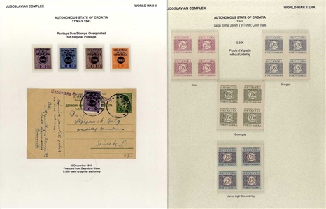 CROATIA Postage Dues (J1/25P) 1941-43 specialized collection on pages, with varieties including overprint double and inverted, Second Issue with five imperf. between varieties
