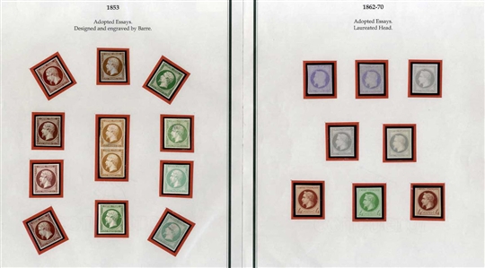 FRANCE 1849-70 Ceres and Napoleon (Empire) imperforate essays, mostly designed and engraved by Barre, selection of 124, various colors and types, occasional pairs and blocks