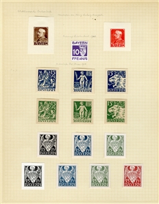 GERMAN STATES Bavaria 1911-20 Luitpold and other issues, Proofs and Essays collection on pages, 75+ imperf. items, unissued designs, varieties, etc., mostly fine-v.f. 