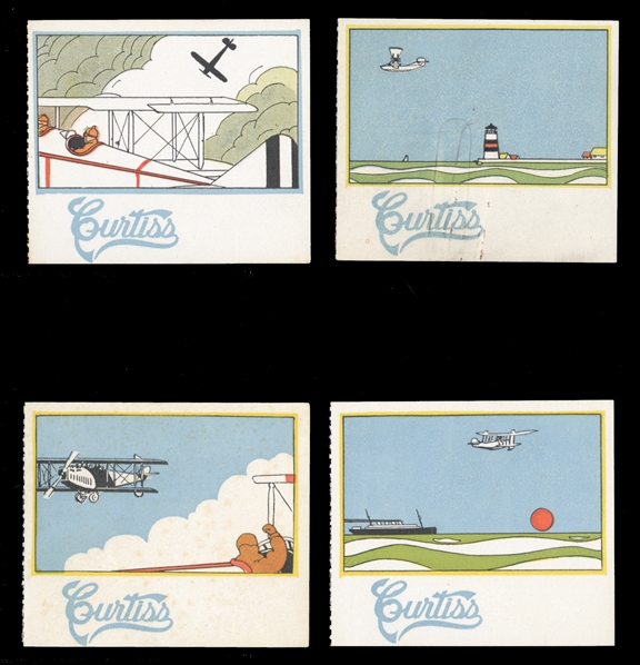COLOMBIA  Air Post 1920 Curtiss Company labels, four different multicolored items, unused without gum as issued, v.f., rare