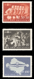 CROATIA Semi-Postals (B43-45) 1944 Storm Division, set of three, n.h., v.f., signed Marjanovic (Mi.170-72, €700) cat. value $525