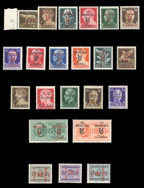 CROATIA Issued under Italian Occupation (Sass.1-22) 1944 Sebenico and Spalato Issues, Italian stamps overprinted and surcharged, n.h., fine-v.f., with 1996 Colla certificate for the latter set