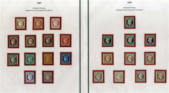 FRANCE 1849-70 Ceres and Napoleon (Empire) imperforate essays, mostly designed and engraved by Barre, selection of 124, various colors and types, occasional pairs and blocks